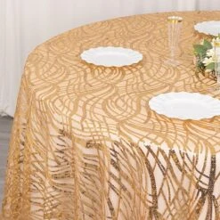 120" Mesh Round Tablecloth With Wavy Embroidered Sequins -Optimal Home Decoration 120 wave mesh round tablecloth with embroidered sequins 30898184421439