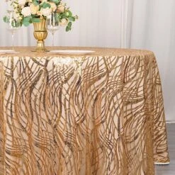 120" Mesh Round Tablecloth With Wavy Embroidered Sequins -Optimal Home Decoration 120 wave mesh round tablecloth with embroidered sequins 30898184486975