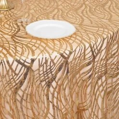 120" Mesh Round Tablecloth With Wavy Embroidered Sequins -Optimal Home Decoration 120 wave mesh round tablecloth with embroidered sequins 30898184650815