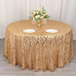 120" Mesh Round Tablecloth With Wavy Embroidered Sequins -Optimal Home Decoration 120 wave mesh round tablecloth with embroidered sequins 30898184683583