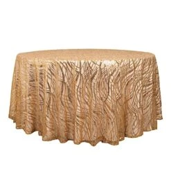 120" Mesh Round Tablecloth With Wavy Embroidered Sequins -Optimal Home Decoration 120 wave mesh round tablecloth with embroidered sequins tab 02 wave 120 gold 30898184388671