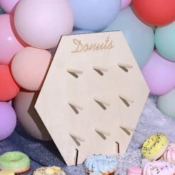 13" Donut Wall Display Stands Hexagon Wooden Board Dessert Holder - Natural 15 13" Donut Wall Display Stands Hexagon Wooden Board Dessert Holder - Natural -Optimal Home Decoration 13 donut wall display stands hexagon wooden board dessert holder natural cake stnd dnt02 nat 29008887480383