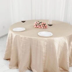 132" Accordion Crinkled Taffeta Round Tablecloth 23 132" Accordion Crinkled Taffeta Round Tablecloth -Optimal Home Decoration 132 accordion crinkled taffeta round tablecloth 30388150239295