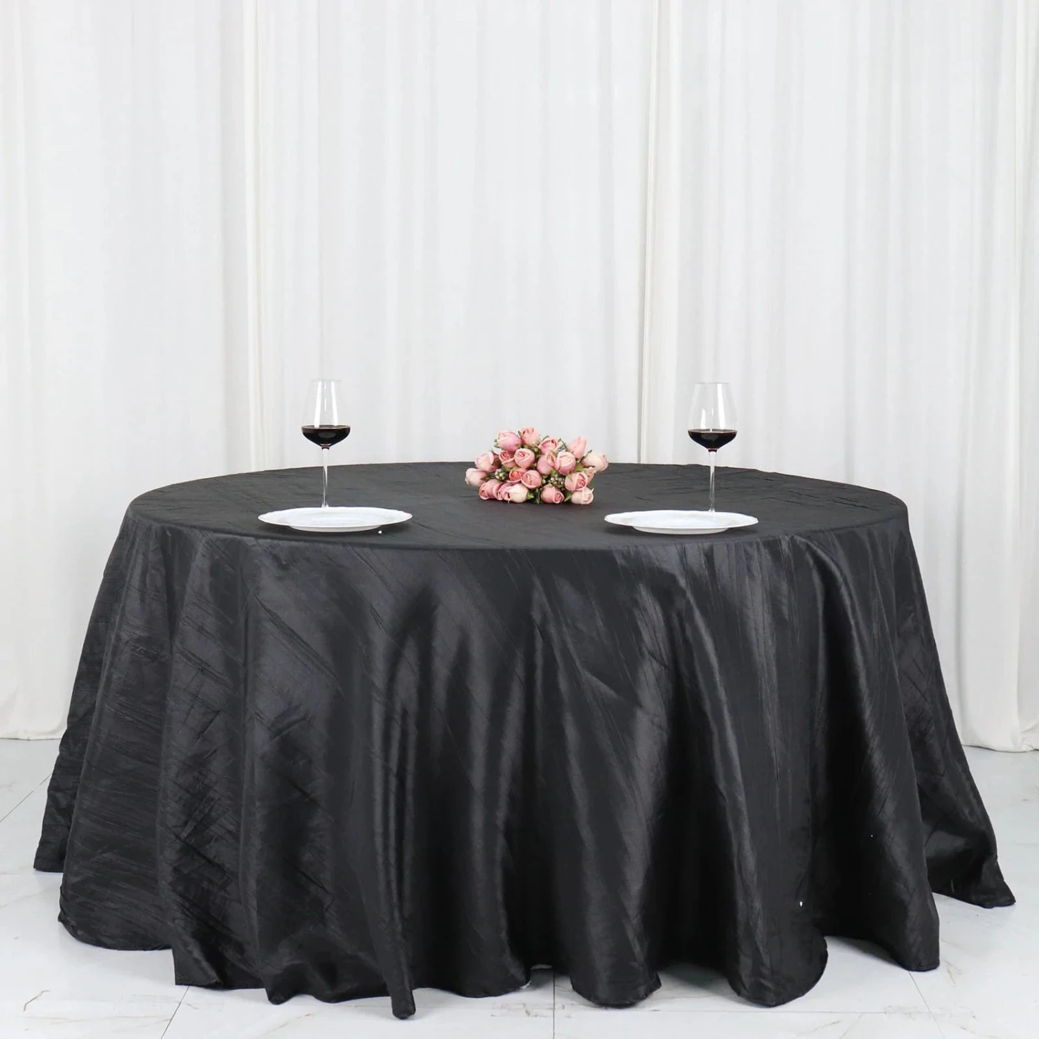 132" Accordion Crinkled Taffeta Round Tablecloth 16 132" Accordion Crinkled Taffeta Round Tablecloth - Image 15