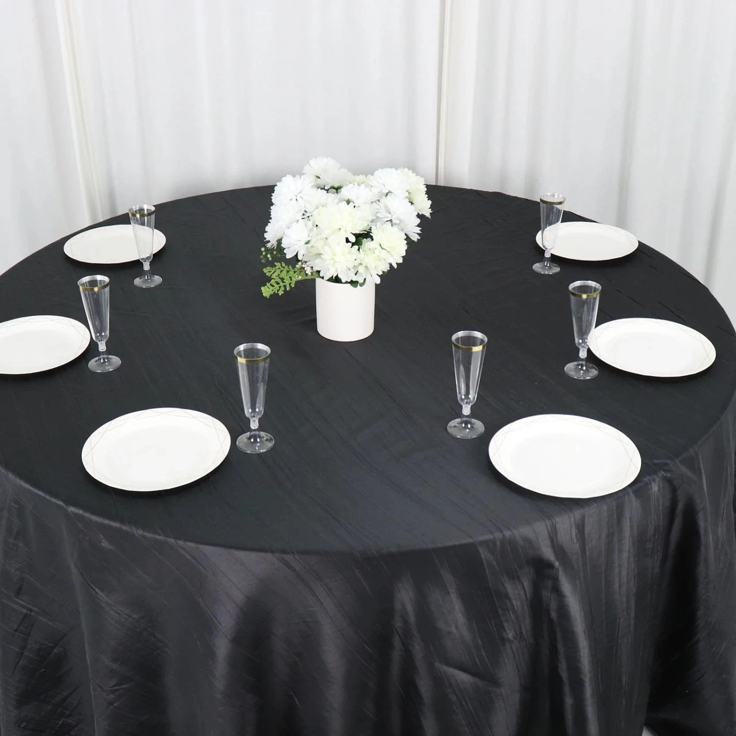 132" Accordion Crinkled Taffeta Round Tablecloth 14 132" Accordion Crinkled Taffeta Round Tablecloth - Image 13