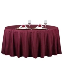132" Polyester Round Tablecloth Wedding Party Table Linens -Optimal Home Decoration 132 polyester round tablecloth wedding party table linens 28978106892351