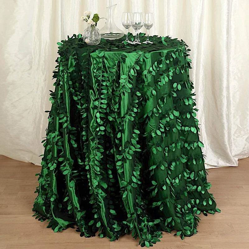 132" Taffeta Round Tablecloth With Leaf Petals Design 8 132" Taffeta Round Tablecloth With Leaf Petals Design - Image 6