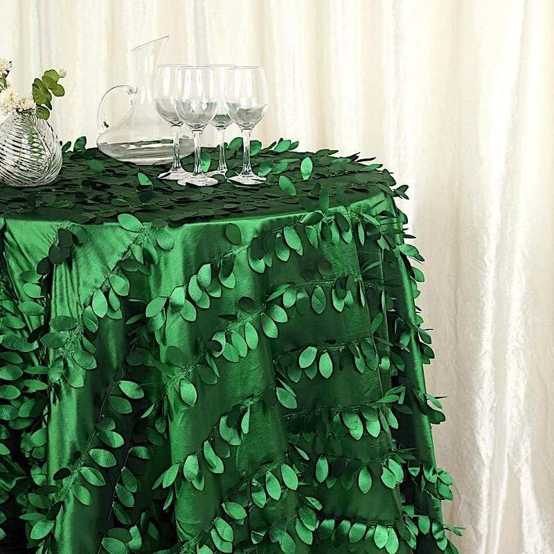 132" Taffeta Round Tablecloth With Leaf Petals Design 9 132" Taffeta Round Tablecloth With Leaf Petals Design - Image 7