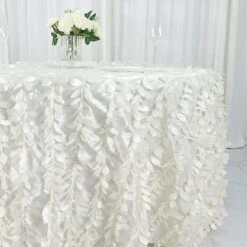 132" Taffeta Round Tablecloth With Leaf Petals Design 37 132" Taffeta Round Tablecloth With Leaf Petals Design -Optimal Home Decoration 132 taffeta round tablecloth with leaf petals design 29506399699007