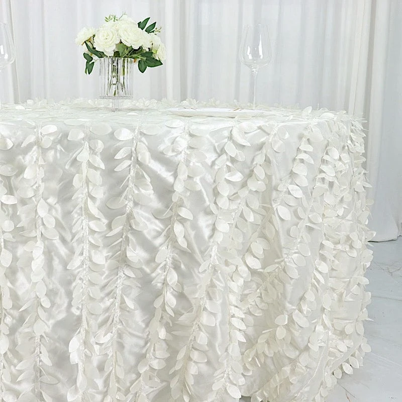 132" Taffeta Round Tablecloth With Leaf Petals Design 18 132" Taffeta Round Tablecloth With Leaf Petals Design - Image 16