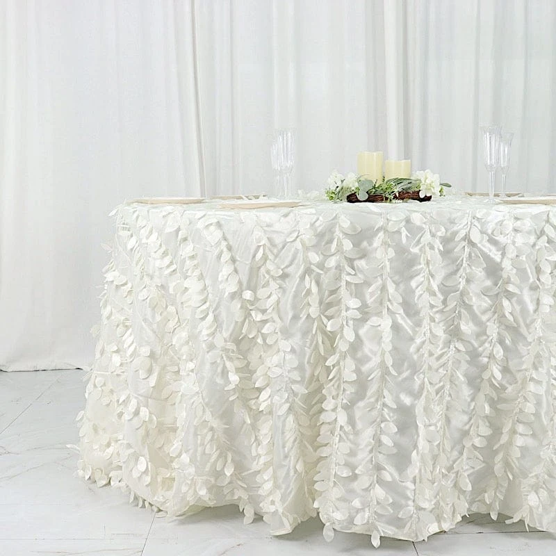 132" Taffeta Round Tablecloth With Leaf Petals Design 14 132" Taffeta Round Tablecloth With Leaf Petals Design - Image 12
