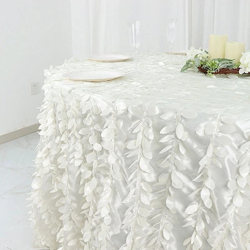 132" Taffeta Round Tablecloth With Leaf Petals Design 15 132" Taffeta Round Tablecloth With Leaf Petals Design - Image 13