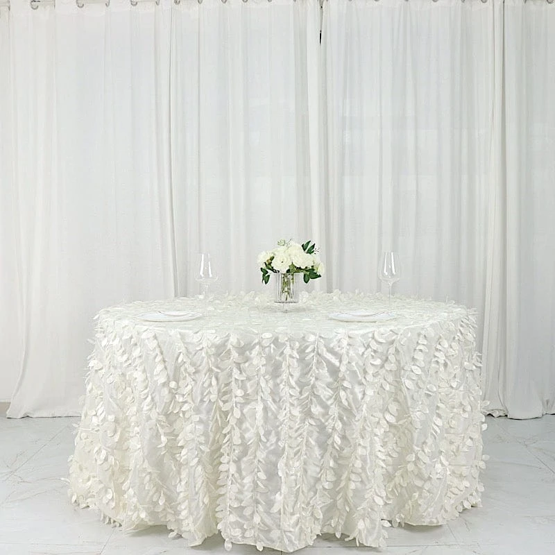 132" Taffeta Round Tablecloth With Leaf Petals Design 21 132" Taffeta Round Tablecloth With Leaf Petals Design - Image 19