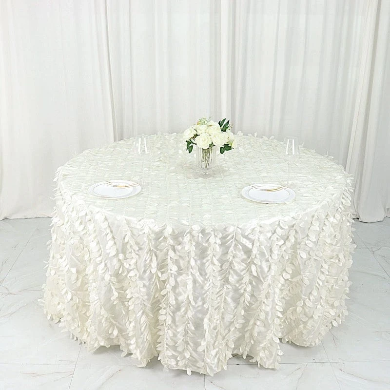 132" Taffeta Round Tablecloth With Leaf Petals Design 20 132" Taffeta Round Tablecloth With Leaf Petals Design - Image 18