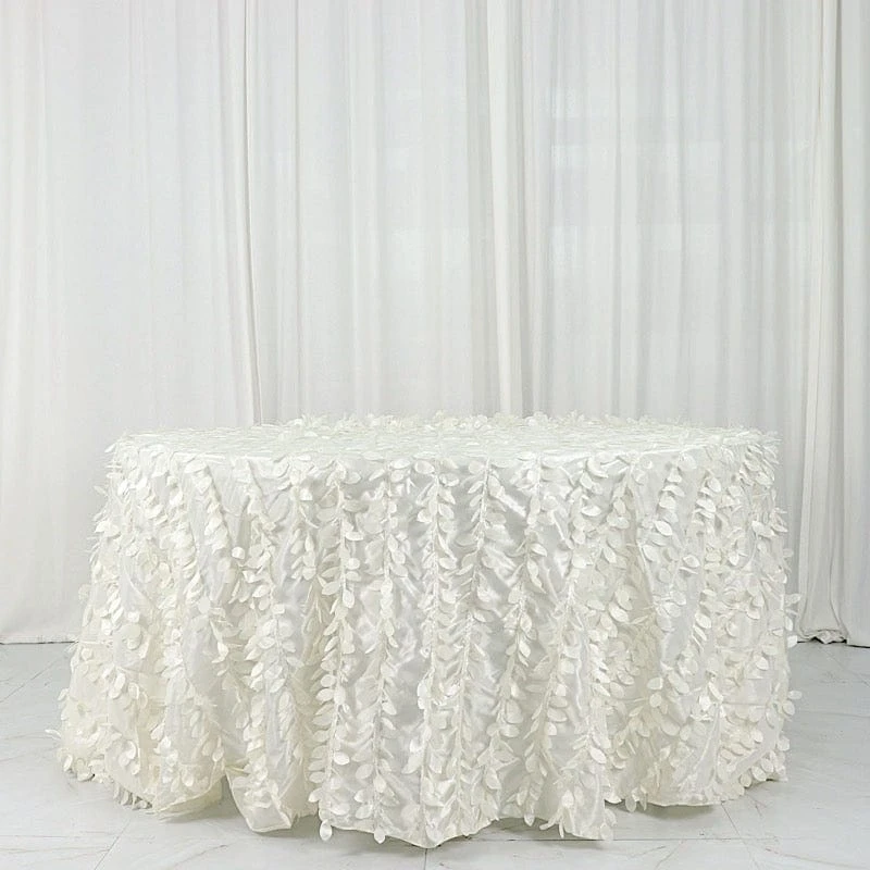 132" Taffeta Round Tablecloth With Leaf Petals Design 22 132" Taffeta Round Tablecloth With Leaf Petals Design - Image 20