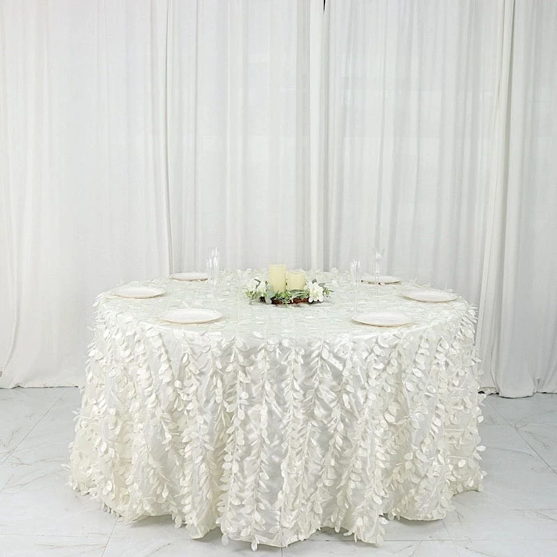 132" Taffeta Round Tablecloth With Leaf Petals Design 17 132" Taffeta Round Tablecloth With Leaf Petals Design - Image 15