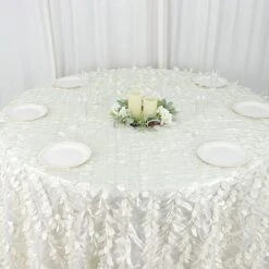 132" Taffeta Round Tablecloth With Leaf Petals Design 35 132" Taffeta Round Tablecloth With Leaf Petals Design -Optimal Home Decoration 132 taffeta round tablecloth with leaf petals design 29506400092223