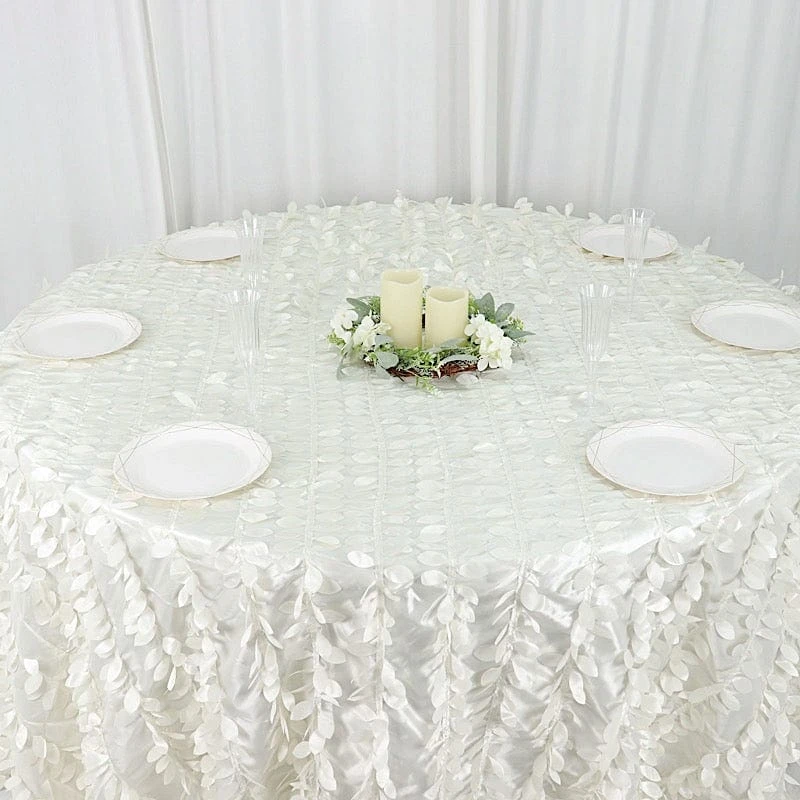 132" Taffeta Round Tablecloth With Leaf Petals Design 16 132" Taffeta Round Tablecloth With Leaf Petals Design - Image 14