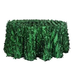 132" Taffeta Round Tablecloth With Leaf Petals Design