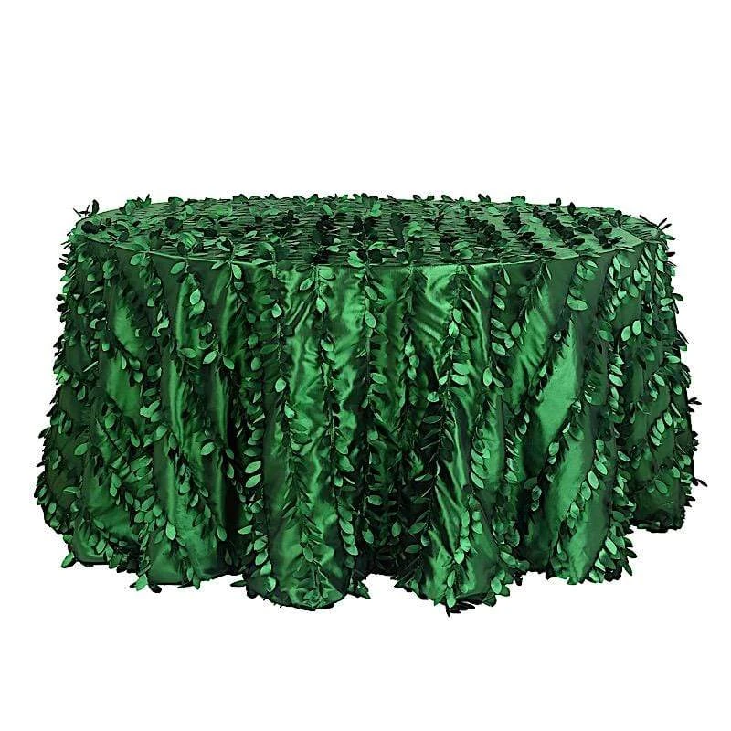 132" Taffeta Round Tablecloth With Leaf Petals Design 3 132" Taffeta Round Tablecloth With Leaf Petals Design