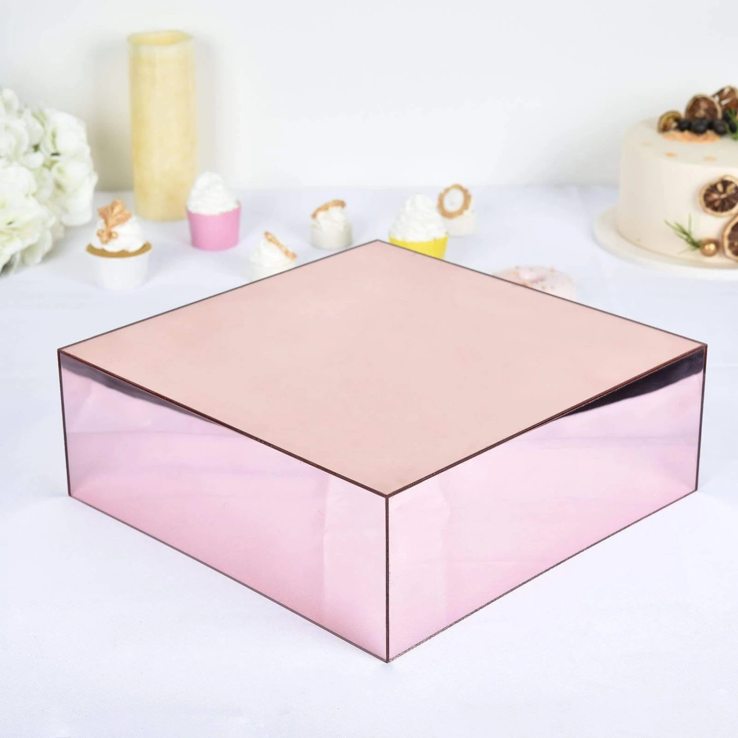 14" Acrylic Display Box Cake Stand Mirror Pedestal Riser 6 14" Acrylic Display Box Cake Stand Mirror Pedestal Riser - Image 4