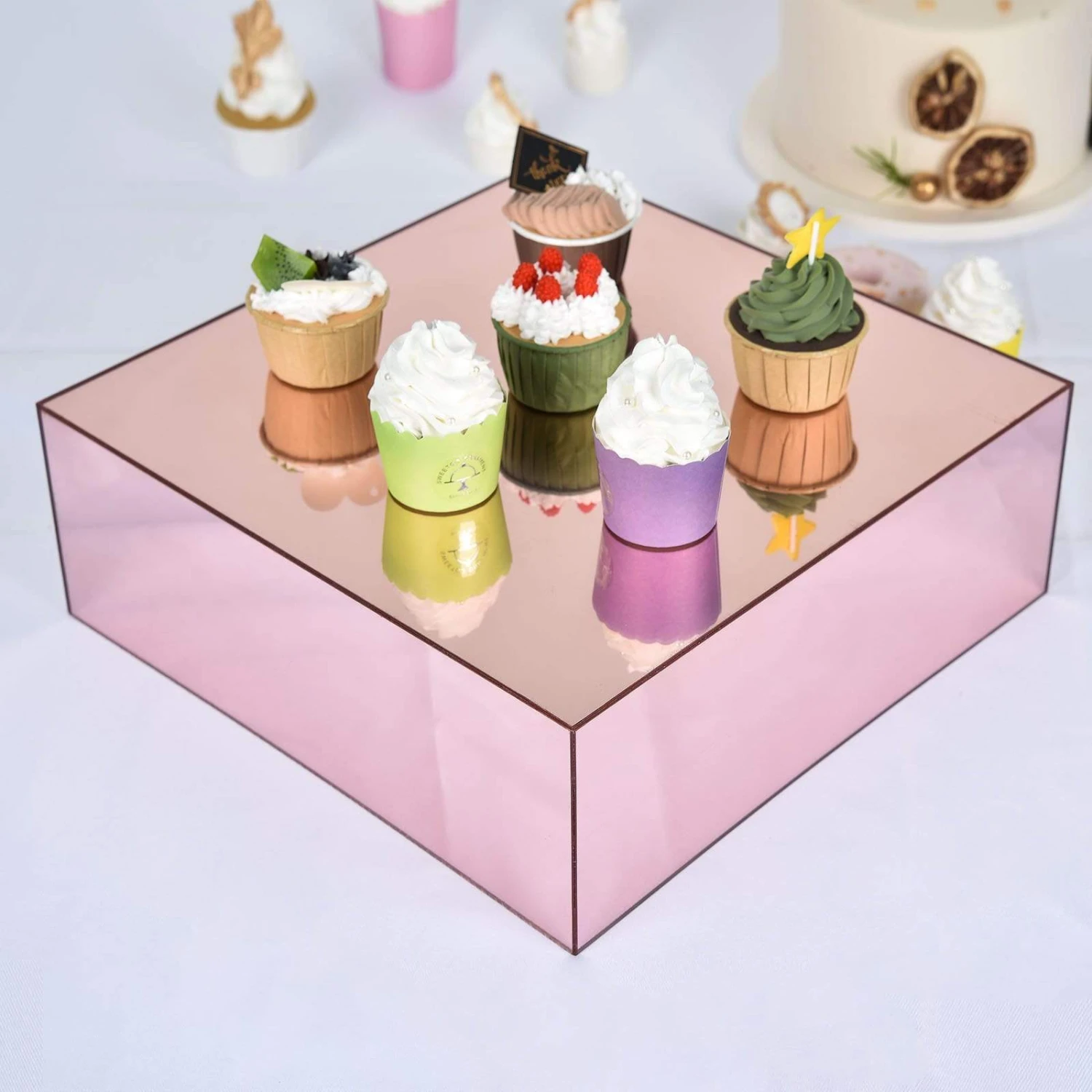 14" Acrylic Display Box Cake Stand Mirror Pedestal Riser 11 14" Acrylic Display Box Cake Stand Mirror Pedestal Riser - Image 9