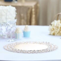 14" Metal Crystal Beaded Round Charger Plates 35 14" Metal Crystal Beaded Round Charger Plates -Optimal Home Decoration 14 metal crystal beaded round charger plates 28993030815807