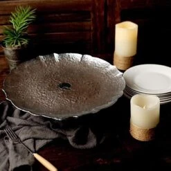 14" Round Glass Cake Stand Scalloped Edge Cupcake Holder 20 14" Round Glass Cake Stand Scalloped Edge Cupcake Holder -Optimal Home Decoration 14 round glass cake stand scalloped edge cupcake holder 28933297242175