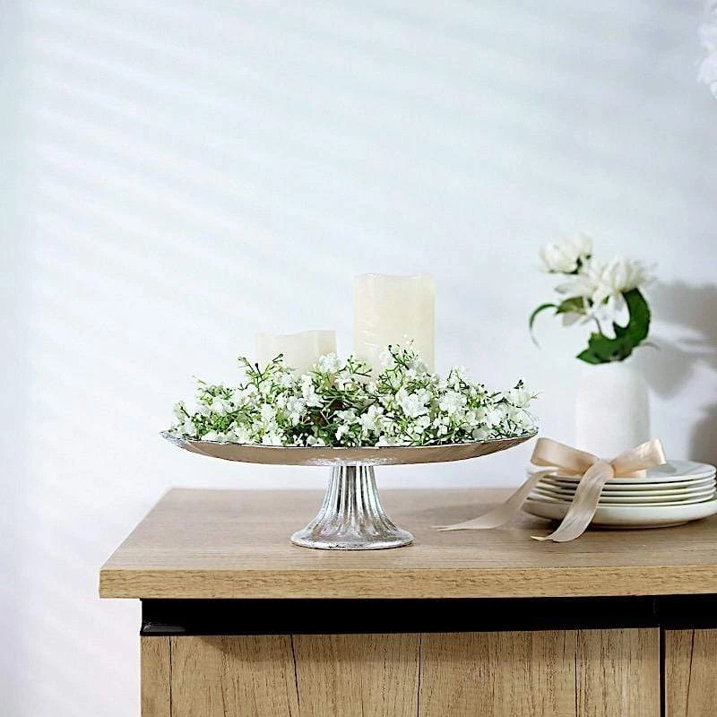 14" Round Glass Cake Stand Scalloped Edge Cupcake Holder 10 14" Round Glass Cake Stand Scalloped Edge Cupcake Holder - Image 8