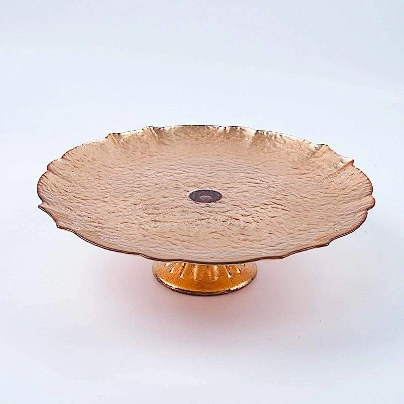 14" Round Glass Cake Stand Scalloped Edge Cupcake Holder 12 14" Round Glass Cake Stand Scalloped Edge Cupcake Holder - Image 10