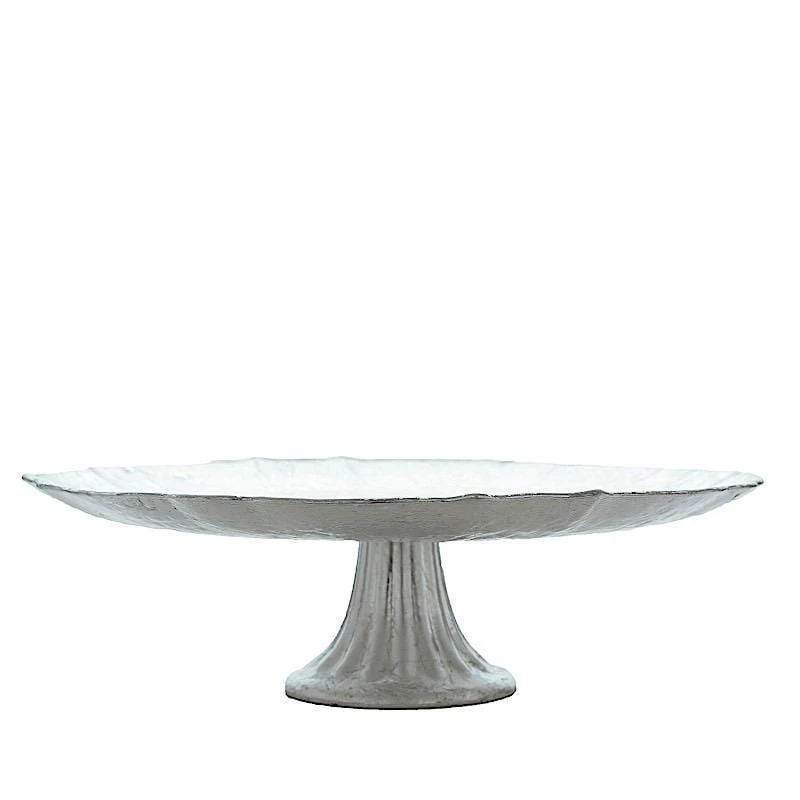 14" Round Glass Cake Stand Scalloped Edge Cupcake Holder 3 14" Round Glass Cake Stand Scalloped Edge Cupcake Holder