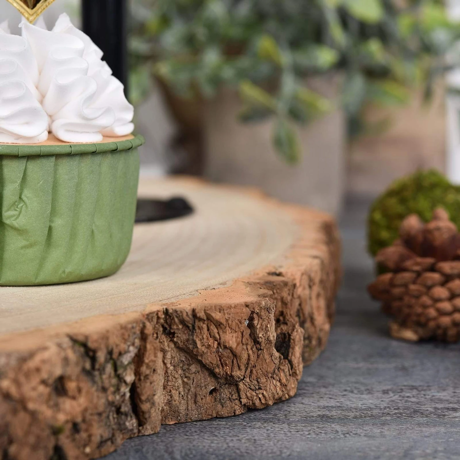 14" Tall 3 Tier Round Natural Wooden Cupcake Dessert Stand - Brown With Black 6 14" Tall 3 Tier Round Natural Wooden Cupcake Dessert Stand - Brown With Black - Image 4