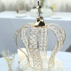 14" Tall Metal Crystal Beaded Royal Crown Cake Topper -Optimal Home Decoration 14 tall metal crystal beaded royal crown cake topper 28929352171583