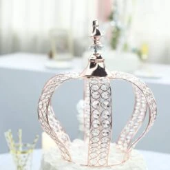 14" Tall Metal Crystal Beaded Royal Crown Cake Topper -Optimal Home Decoration 14 tall metal crystal beaded royal crown cake topper 28929352400959