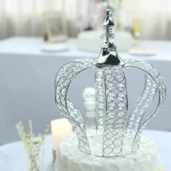 14" Tall Metal Crystal Beaded Royal Crown Cake Topper -Optimal Home Decoration 14 tall metal crystal beaded royal crown cake topper 28930367029311