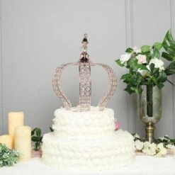 14" Tall Metal Crystal Beaded Royal Crown Cake Topper -Optimal Home Decoration 14 tall metal crystal beaded royal crown cake topper 29012656095295
