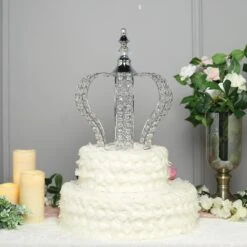 14" Tall Metal Crystal Beaded Royal Crown Cake Topper -Optimal Home Decoration 14 tall metal crystal beaded royal crown cake topper 29012656226367