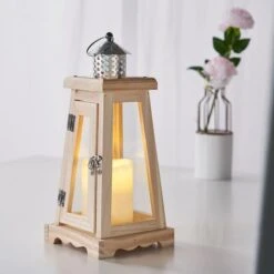 14" Tall Wood Lantern Votive Candle Holder - Natural -Optimal Home Decoration 14 tall wood lantern votive candle holder natural cand lant006 s nat 27997214441535