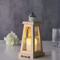 14" Tall Wood Lantern Votive Candle Holder - Natural -Optimal Home Decoration 14 tall wood lantern votive candle holder natural cand lant006 s nat 28549067341887