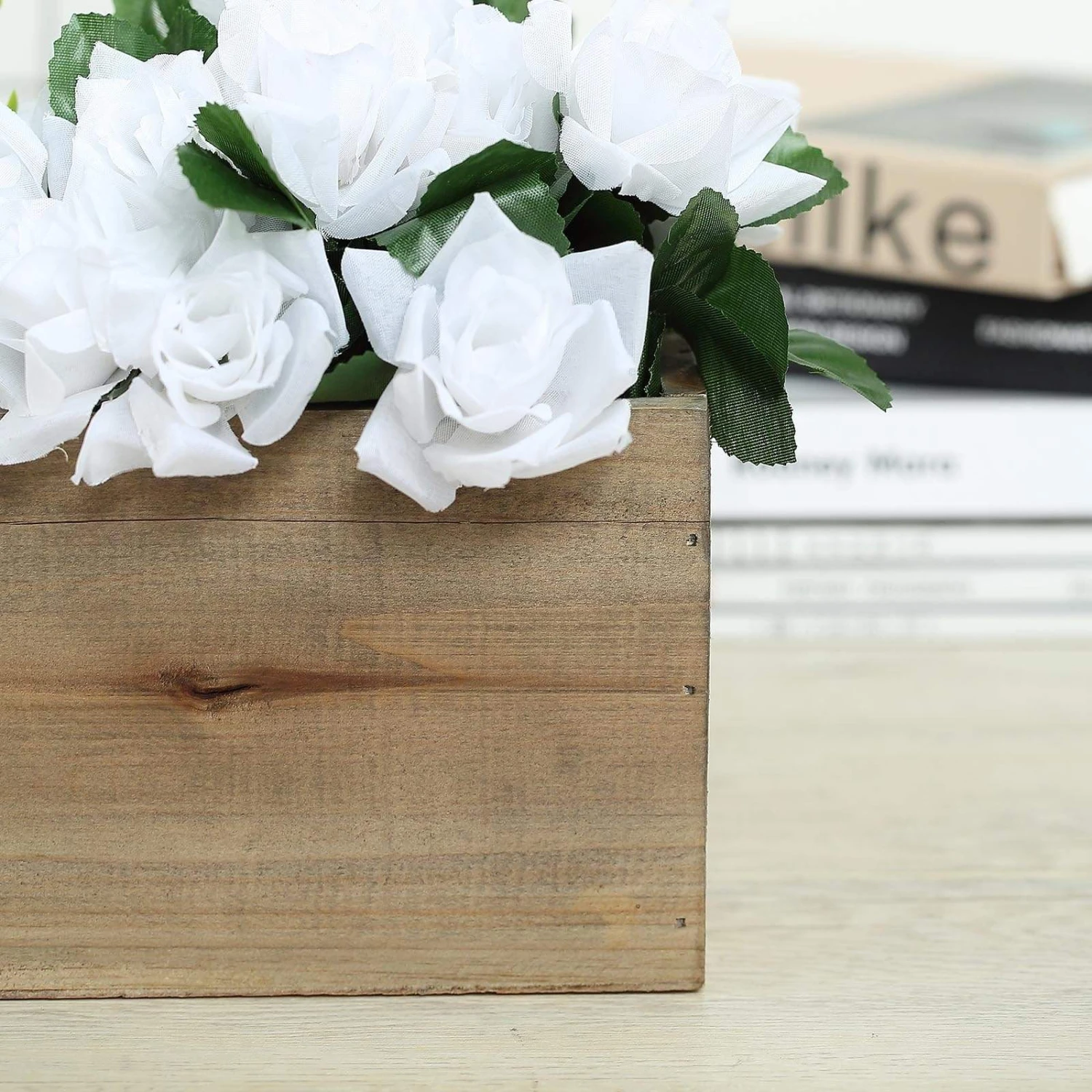 14" X 5" Natural Wood Rectangular Plant Holder Boxes Centerpieces 4 14" X 5" Natural Wood Rectangular Plant Holder Boxes Centerpieces - Image 2