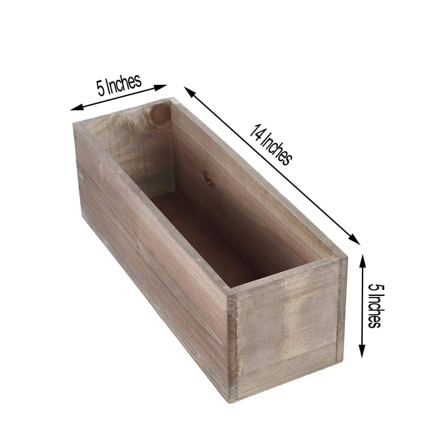 14" X 5" Natural Wood Rectangular Plant Holder Boxes Centerpieces 5 14" X 5" Natural Wood Rectangular Plant Holder Boxes Centerpieces - Image 3