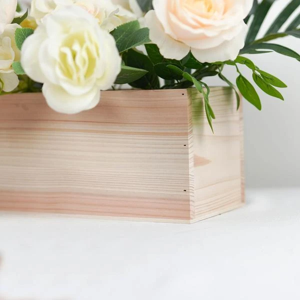 14" X 5" Natural Wood Rectangular Plant Holder Boxes Centerpieces 17 14" X 5" Natural Wood Rectangular Plant Holder Boxes Centerpieces - Image 15