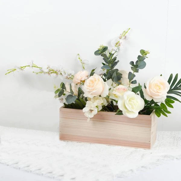 14" X 5" Natural Wood Rectangular Plant Holder Boxes Centerpieces 19 14" X 5" Natural Wood Rectangular Plant Holder Boxes Centerpieces - Image 17