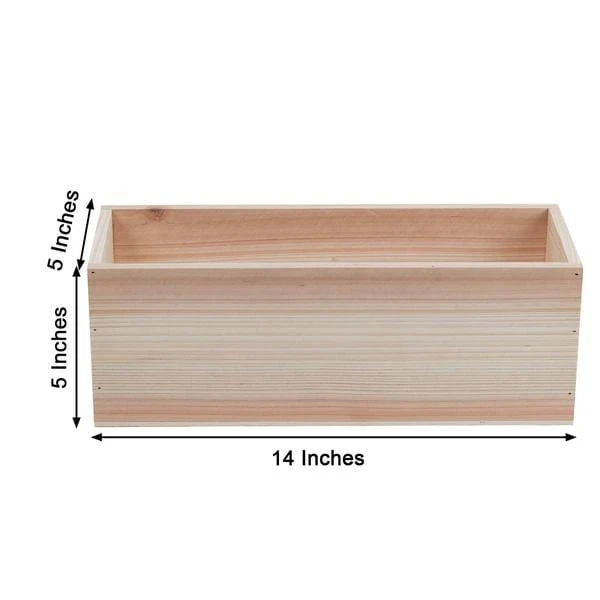 14" X 5" Natural Wood Rectangular Plant Holder Boxes Centerpieces 12 14" X 5" Natural Wood Rectangular Plant Holder Boxes Centerpieces - Image 10