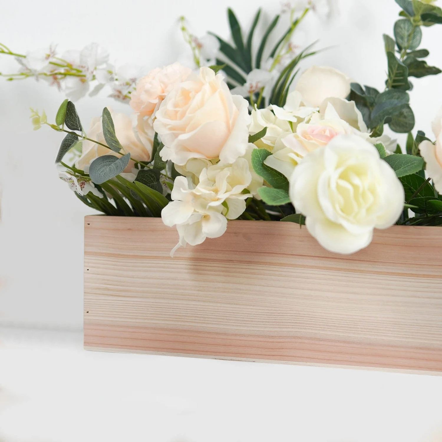 14" X 5" Natural Wood Rectangular Plant Holder Boxes Centerpieces 18 14" X 5" Natural Wood Rectangular Plant Holder Boxes Centerpieces - Image 16