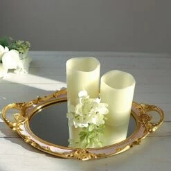 14"x10" Metallic Oval Mirror Serving Tray With Handles 35 14"x10" Metallic Oval Mirror Serving Tray With Handles -Optimal Home Decoration 14 x10 metallic oval mirror serving tray with handles 29216895565887