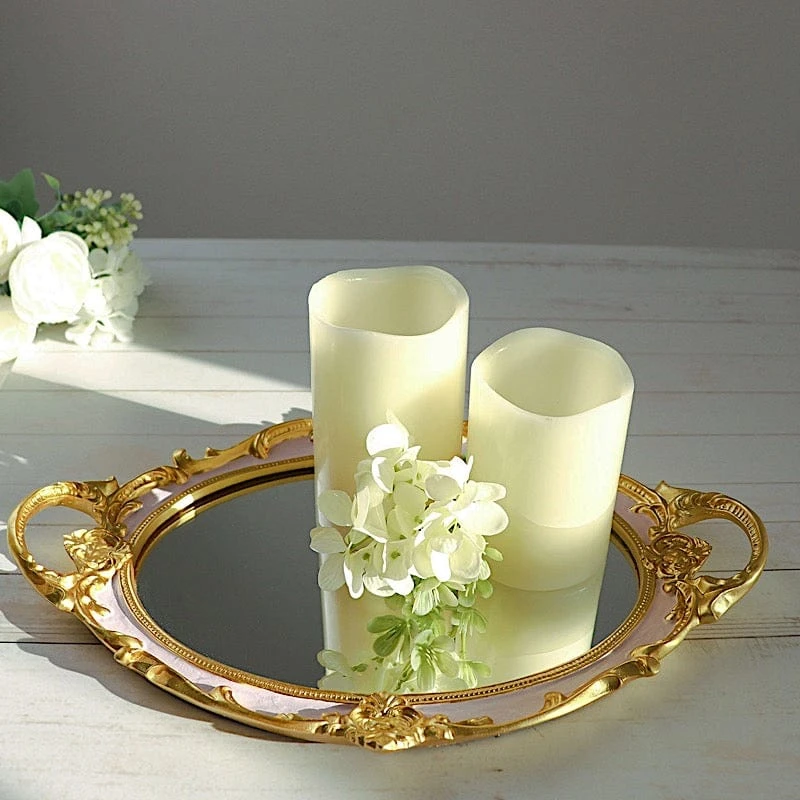 14"x10" Metallic Oval Mirror Serving Tray With Handles 16 14"x10" Metallic Oval Mirror Serving Tray With Handles - Image 14