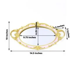 14"x10" Metallic Oval Mirror Serving Tray With Handles 32 14"x10" Metallic Oval Mirror Serving Tray With Handles -Optimal Home Decoration 14 x10 metallic oval mirror serving tray with handles 29216903495743