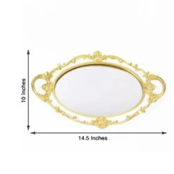 14"x10" Metallic Oval Mirror Serving Tray With Handles 40 14"x10" Metallic Oval Mirror Serving Tray With Handles -Optimal Home Decoration 14 x10 metallic oval mirror serving tray with handles 29216912408639