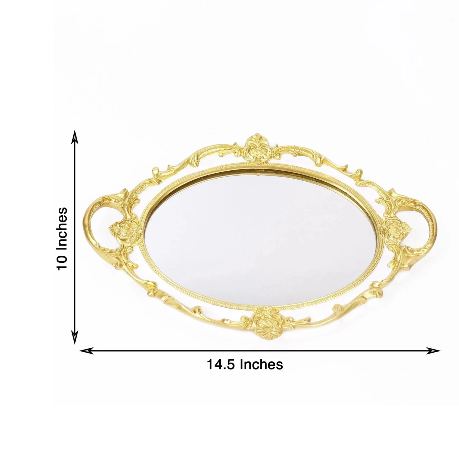 14"x10" Metallic Oval Mirror Serving Tray With Handles 21 14"x10" Metallic Oval Mirror Serving Tray With Handles - Image 19